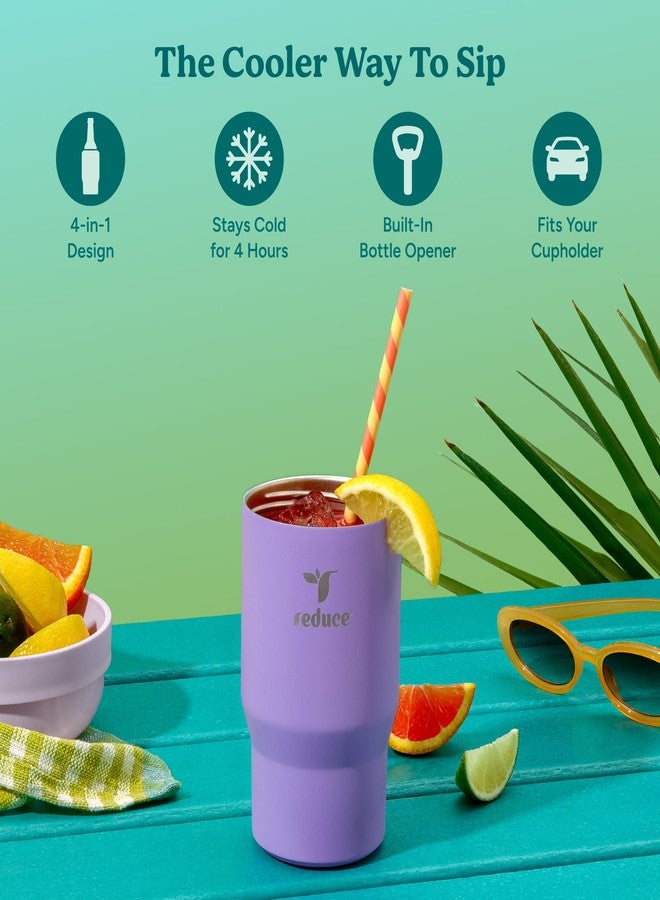 Reduce 4-in-1 Drink Cooler - Versatile Can & Bottle Holder with Vacuum Insulation - Keeps Drinks Cold Up to 4 Hours - Includes Bottle Opener - Fits Cupholders & Dishwasher Safe - 14oz - Purple Punch - Image 2
